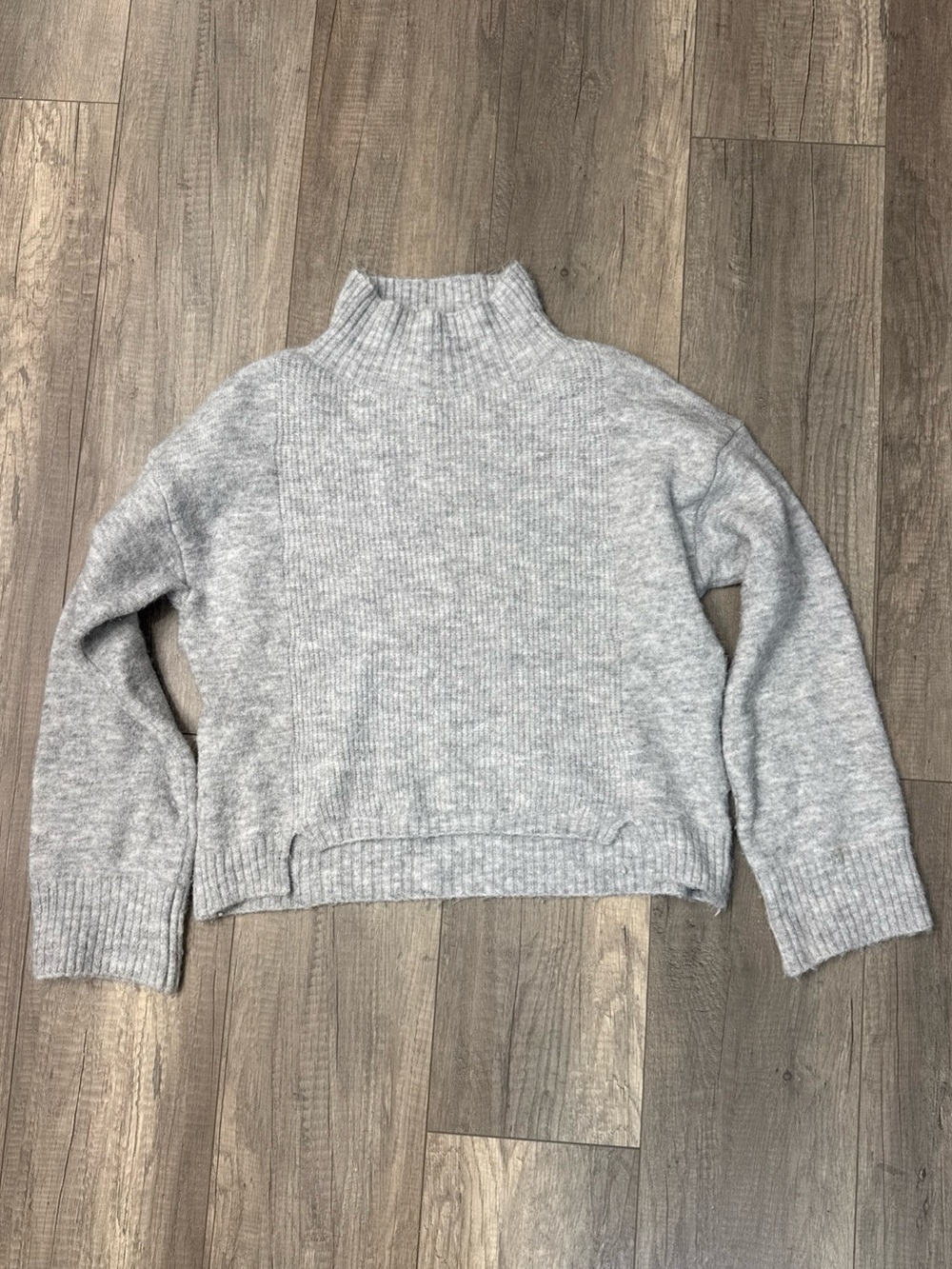 Topshop Heather Gray High Neck Knit Sweater